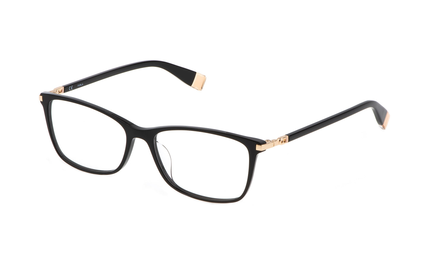 Furla VFU590 0700 unisex designer optical glasses frame in shiny black finish with Italian elegance at Hirocon Singapore
