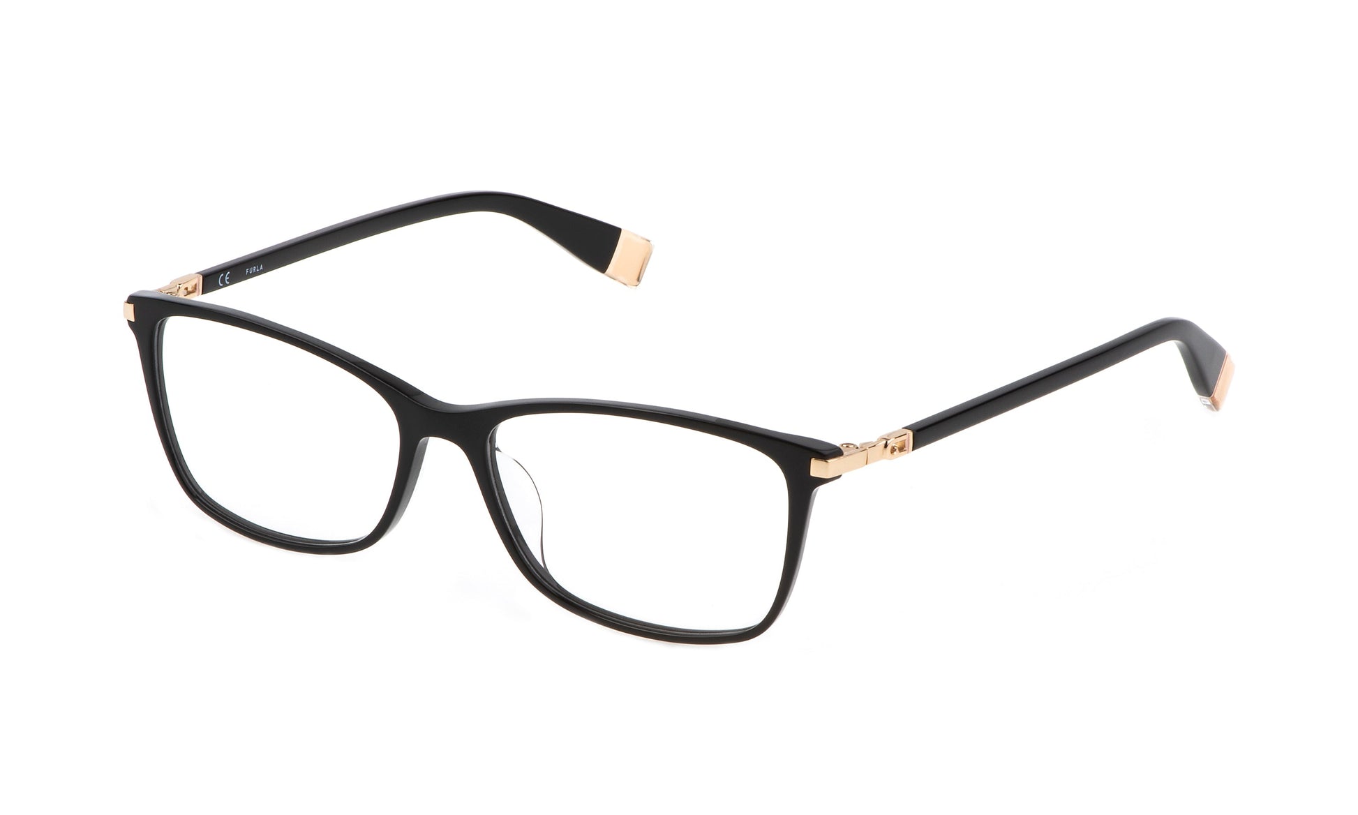Furla VFU590 0700 unisex designer optical glasses frame in shiny black finish with Italian elegance at Hirocon Singapore