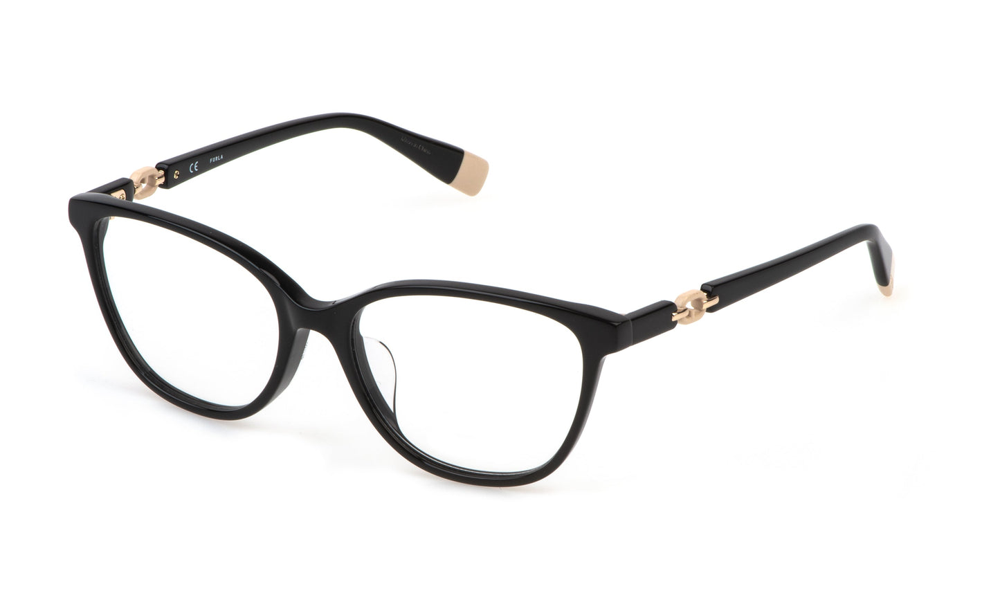 Furla VFU792 0700 unisex designer optical glasses frame in polished black finish with Italian luxury at Hirocon Singapore