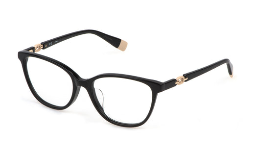 Furla VFU792 0700 unisex designer optical glasses frame in polished black finish with Italian luxury at Hirocon Singapore