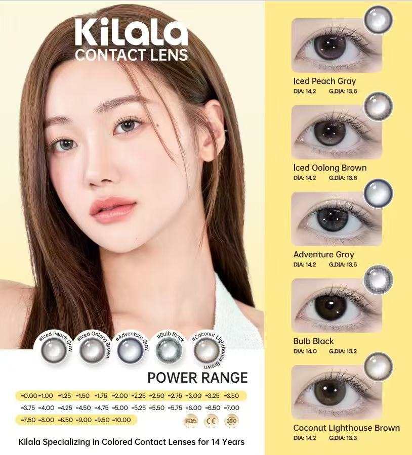 Kilala monthly colored contact lenses with blue light blocking technology at Hirocon SG, HSA approved color lenses