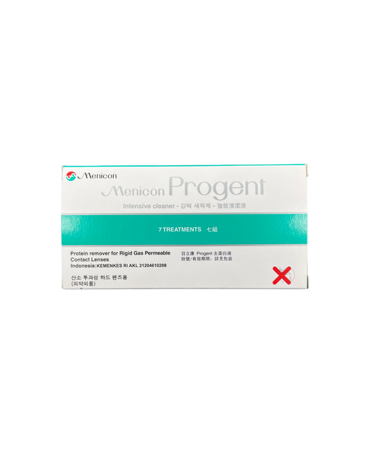 Menicon Progent weekly intensive cleaner and protein remover for rigid gas permeable and Ortho-K lenses at Hirocon SG