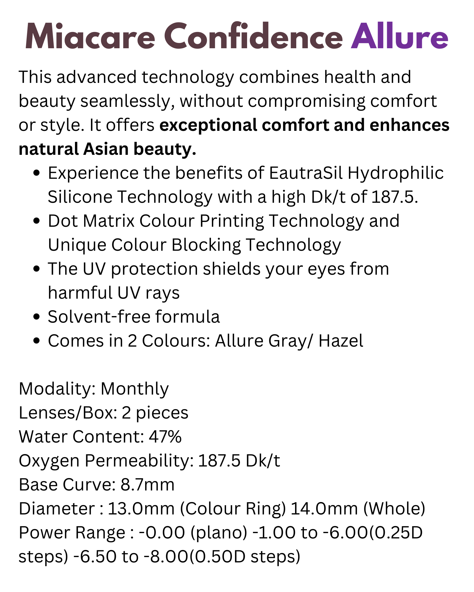 Miacare Confidence Monthly Allure Gray
