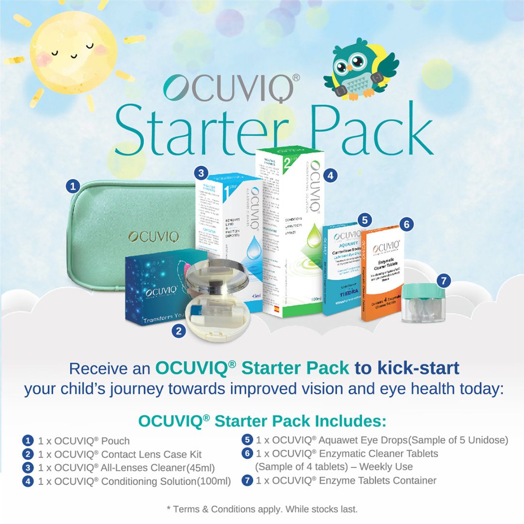 Ocuviq Ortho K package including 1 pair of lenses and full year follow up reviews at Hirocon Orchard Gateway Singapore