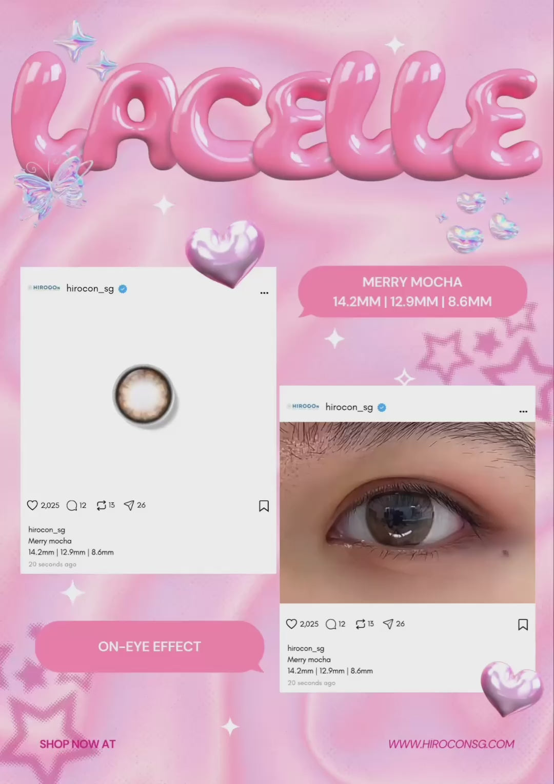 Bausch + Lomb Lacelle Diamond & Jewel on-eye try-on: Sparkling daily contact lenses at Hirocon SG.